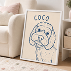 Custom Minimal Line Art Dog Portrait Canvas Aura Canvas