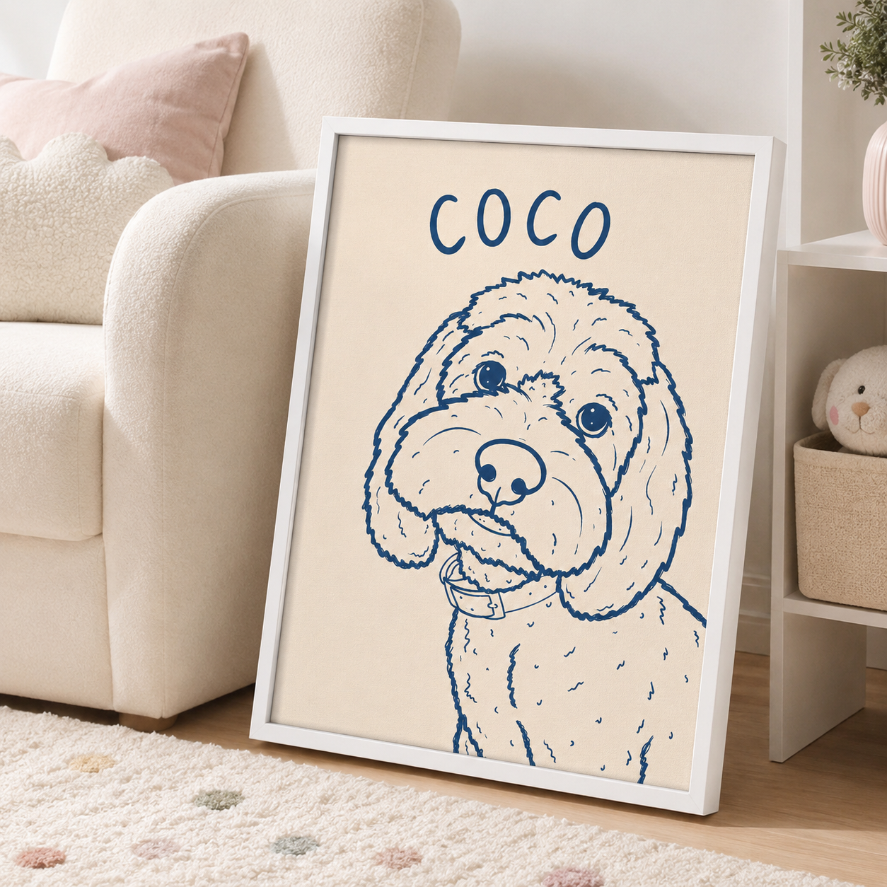Custom Minimal Line Art Dog Portrait Canvas Aura Canvas