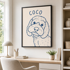 Custom Minimal Line Art Dog Portrait Canvas Aura Canvas