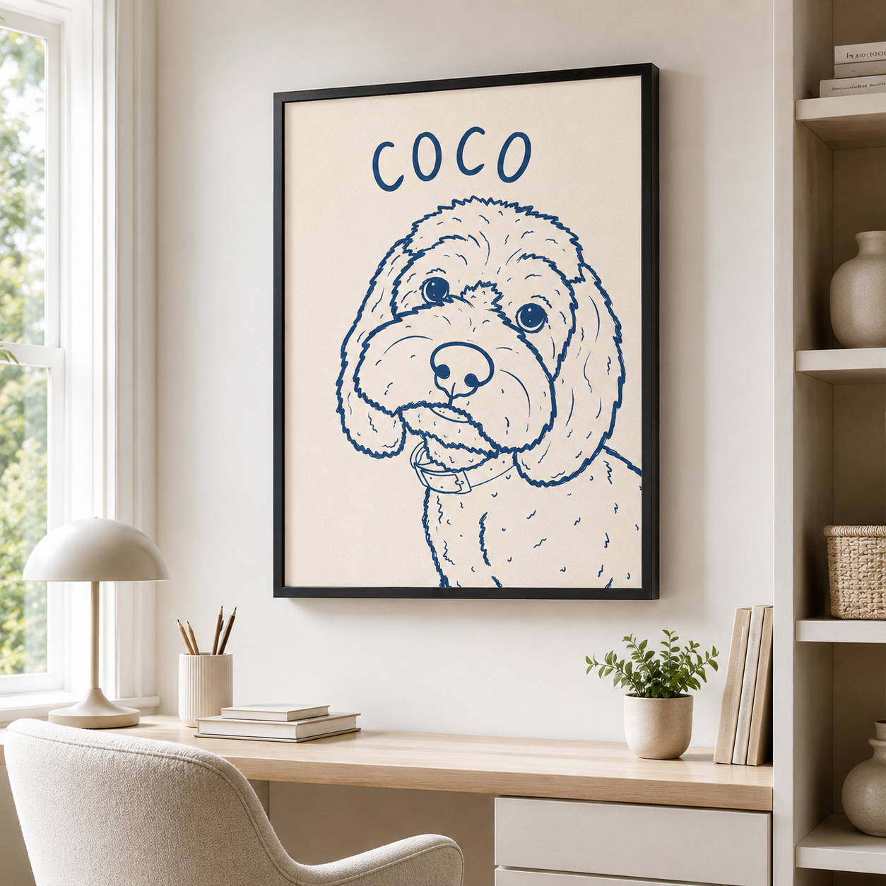 Custom Minimal Line Art Dog Portrait Canvas Aura Canvas