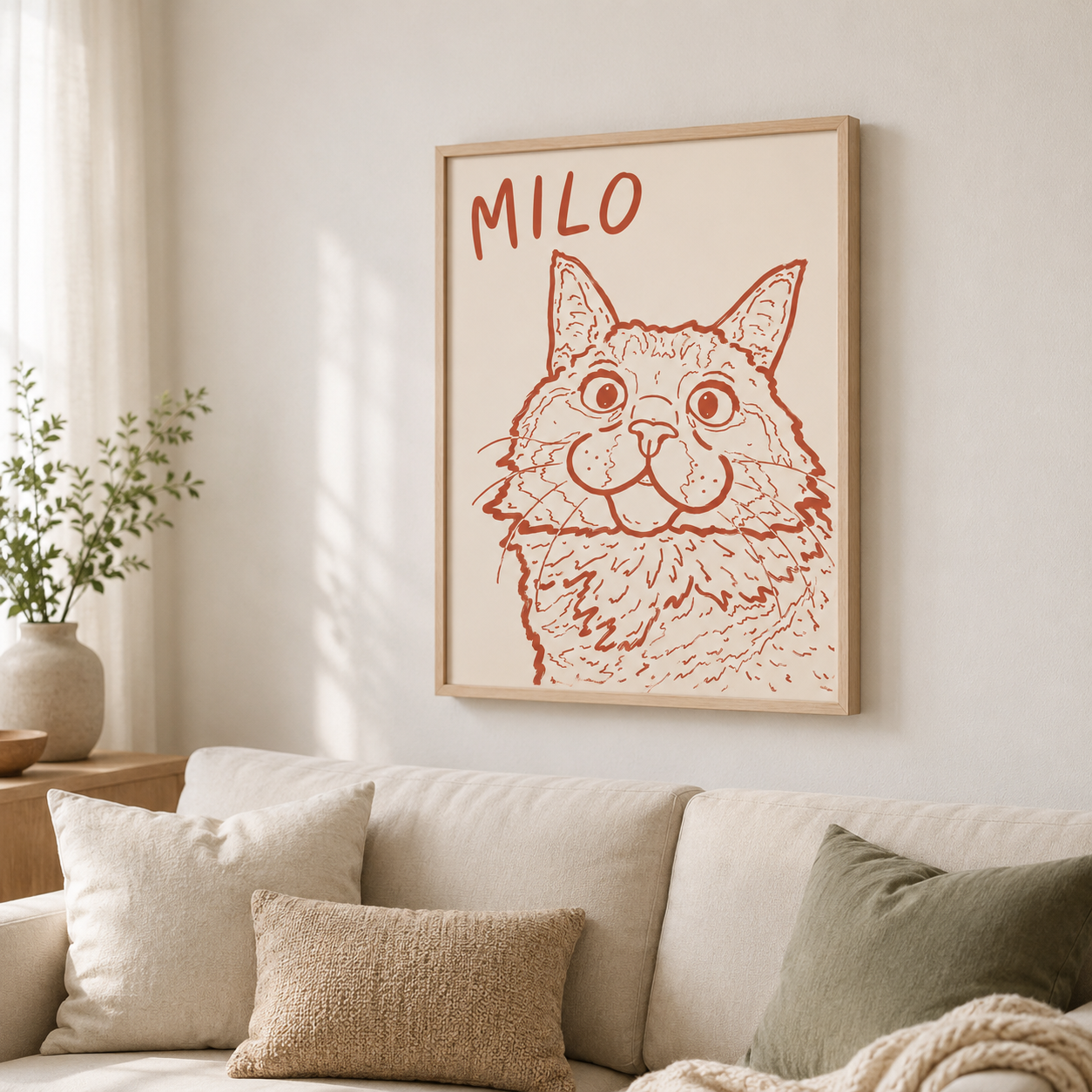 Custom Minimal Line Art Dog Portrait Canvas Aura Canvas