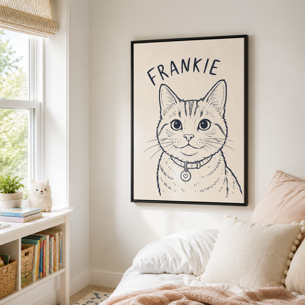 Custom Minimal Line Art Dog Portrait Canvas Aura Canvas