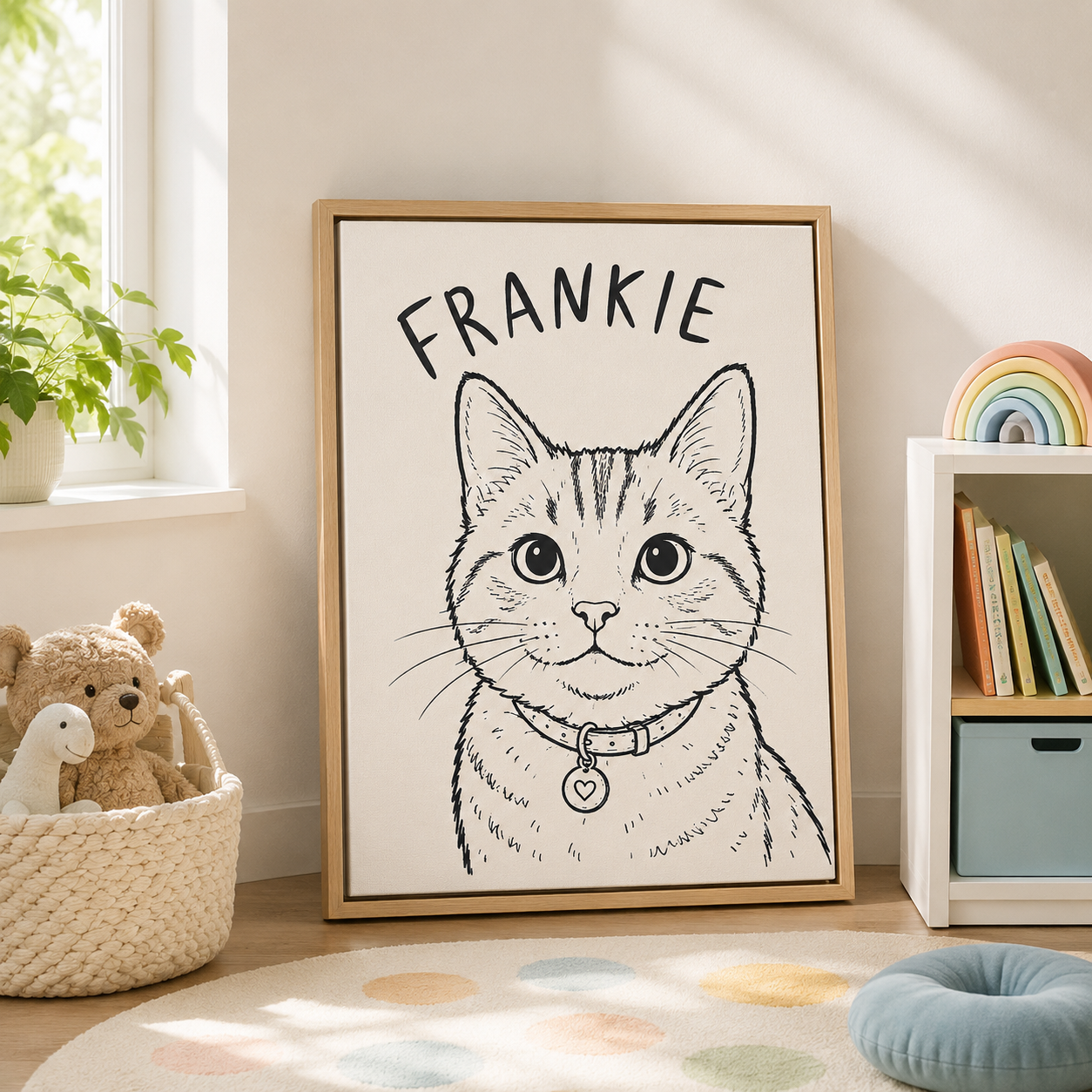 Custom Minimal Line Art Dog Portrait Canvas Aura Canvas
