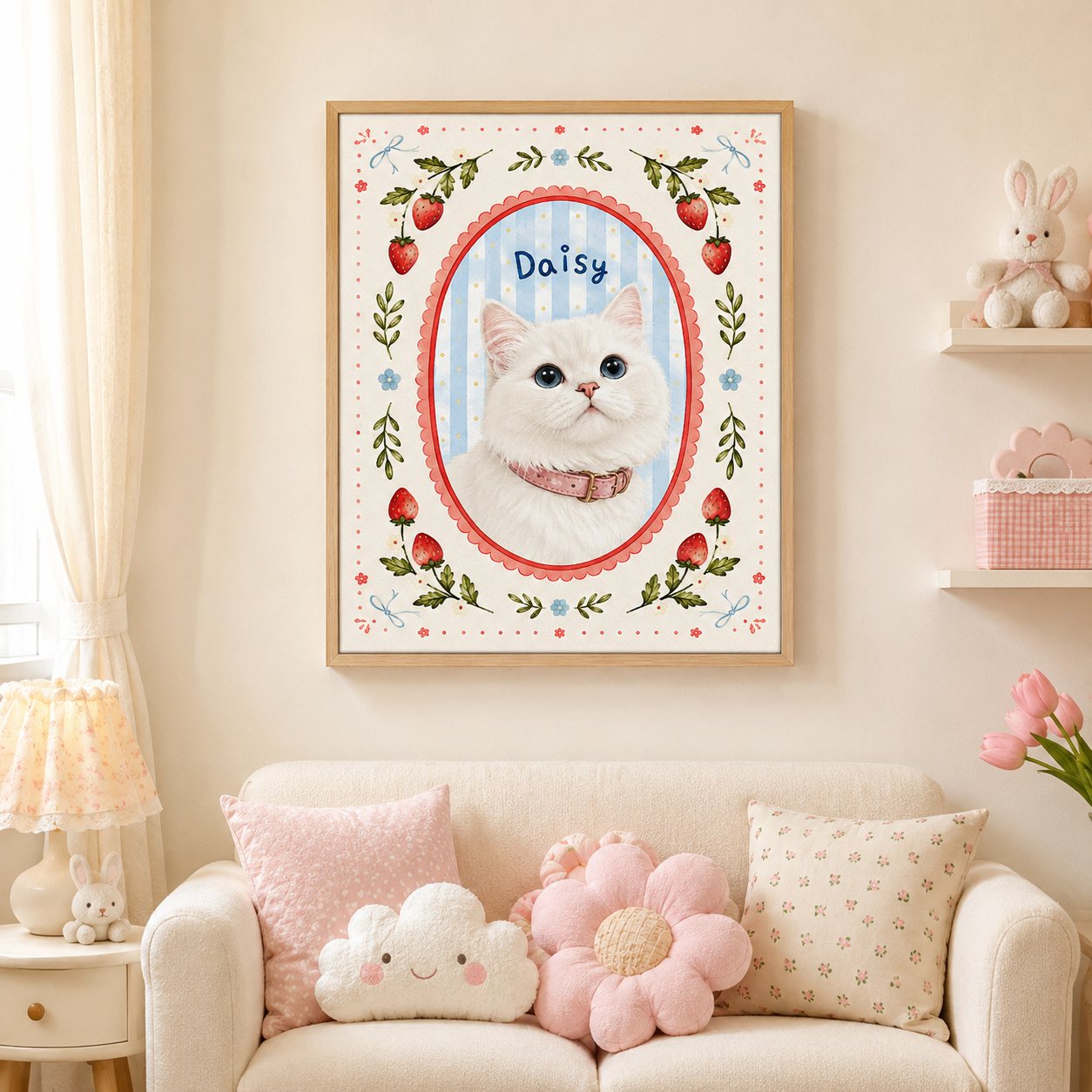 Custom Floral Cat Portrait Canvas Aura Canvas