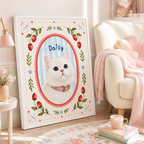 Custom Floral Cat Portrait Canvas Aura Canvas
