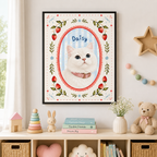 Custom Floral Cat Portrait Canvas Aura Canvas