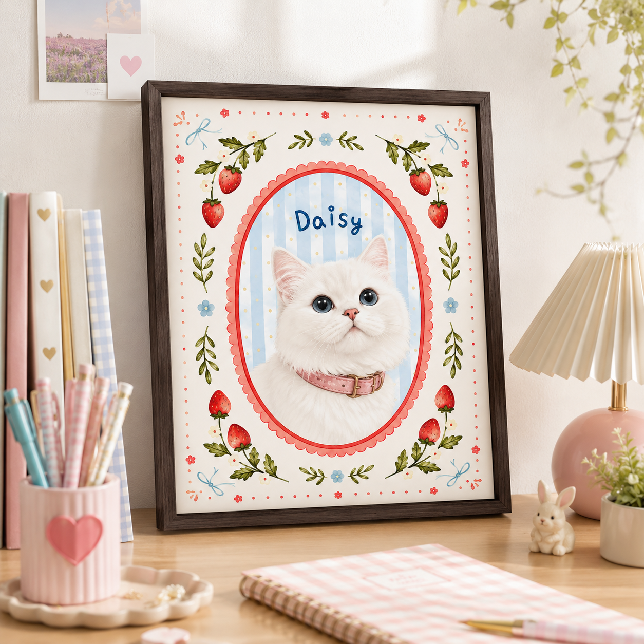 Custom Floral Cat Portrait Canvas Aura Canvas