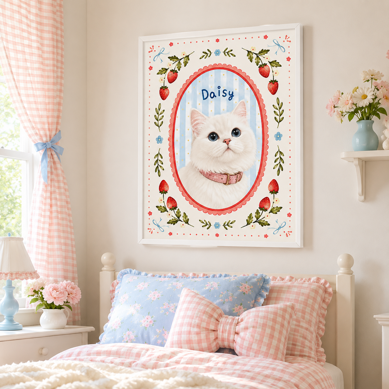 Custom Floral Cat Portrait Canvas Aura Canvas