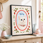 Custom Floral Cat Portrait Canvas Aura Canvas