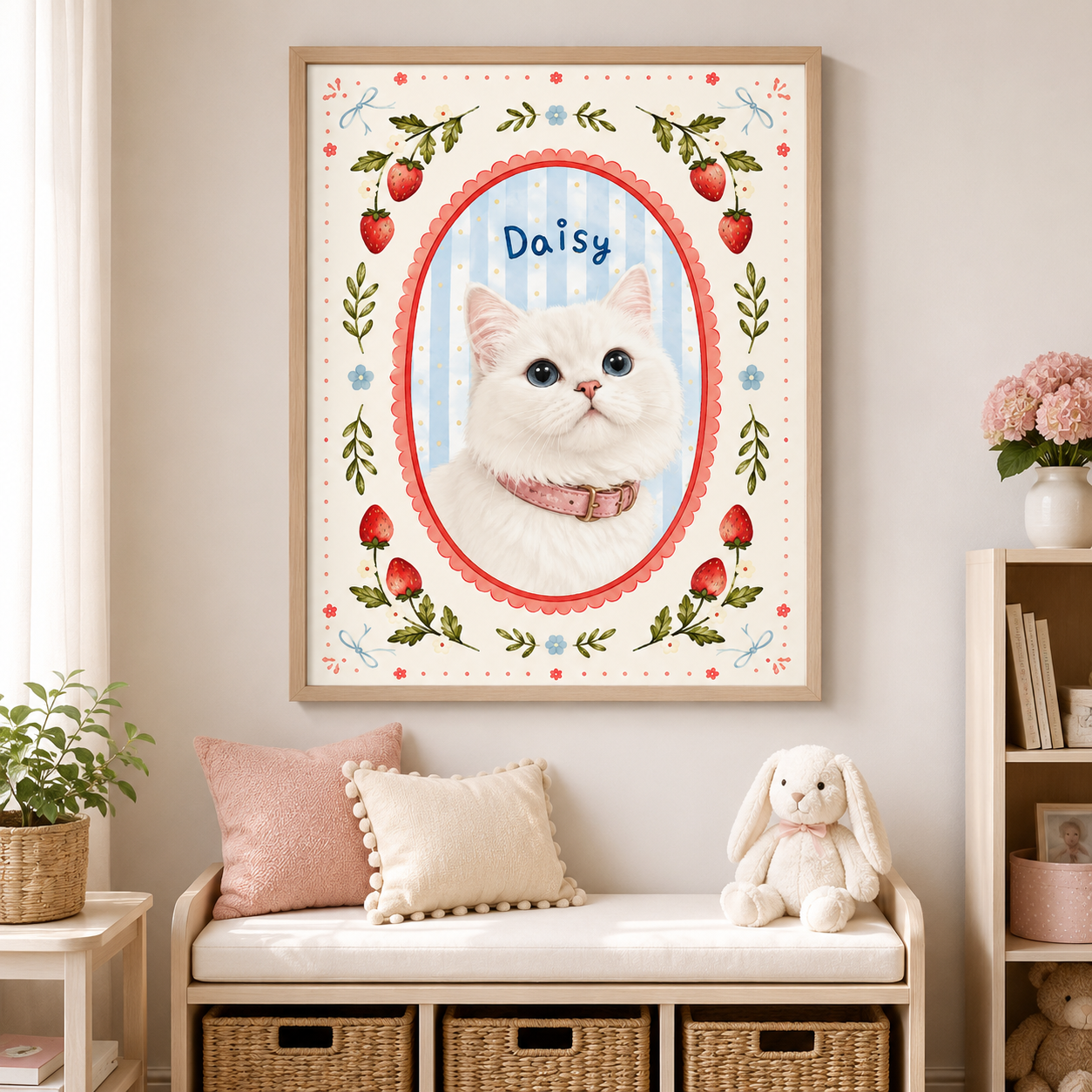 Custom Floral Cat Portrait Canvas Aura Canvas