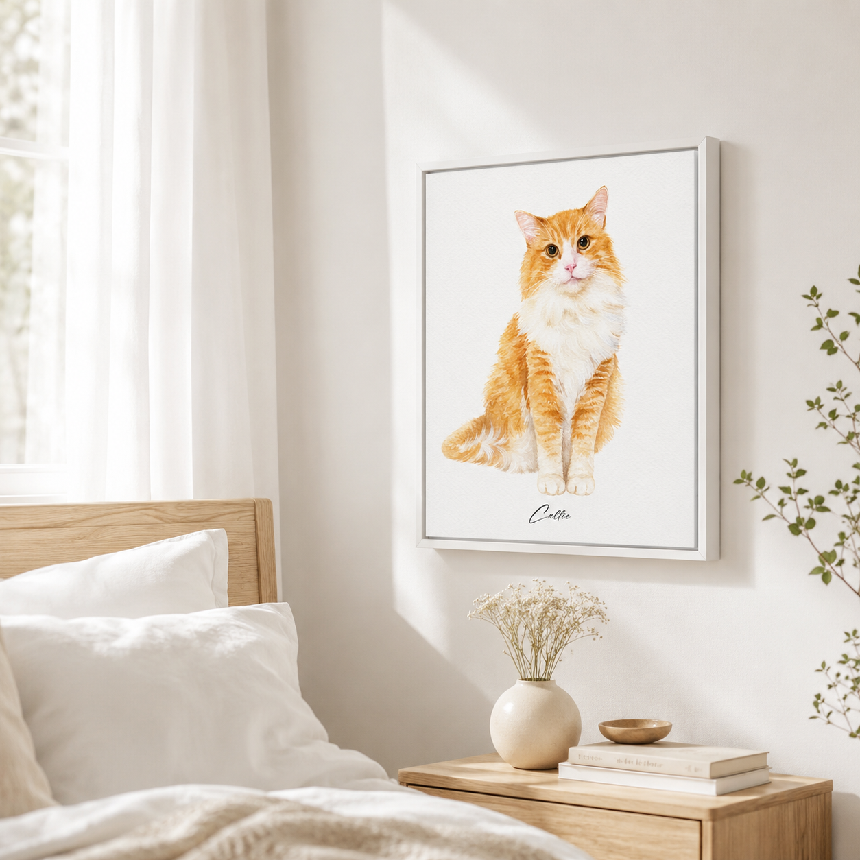 Custom Watercolor Cat Portrait Canvas Aura Canvas