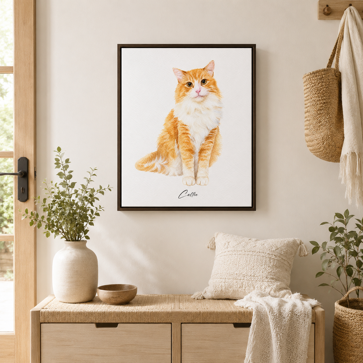 Custom Watercolor Cat Portrait Canvas Aura Canvas