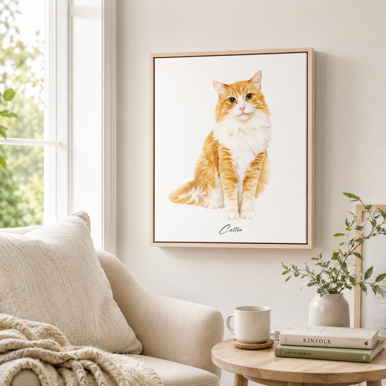 Custom Watercolor Cat Portrait Canvas Aura Canvas