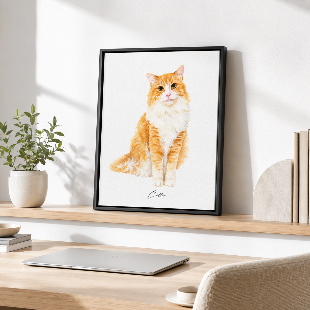 Custom Watercolor Cat Portrait Canvas Aura Canvas