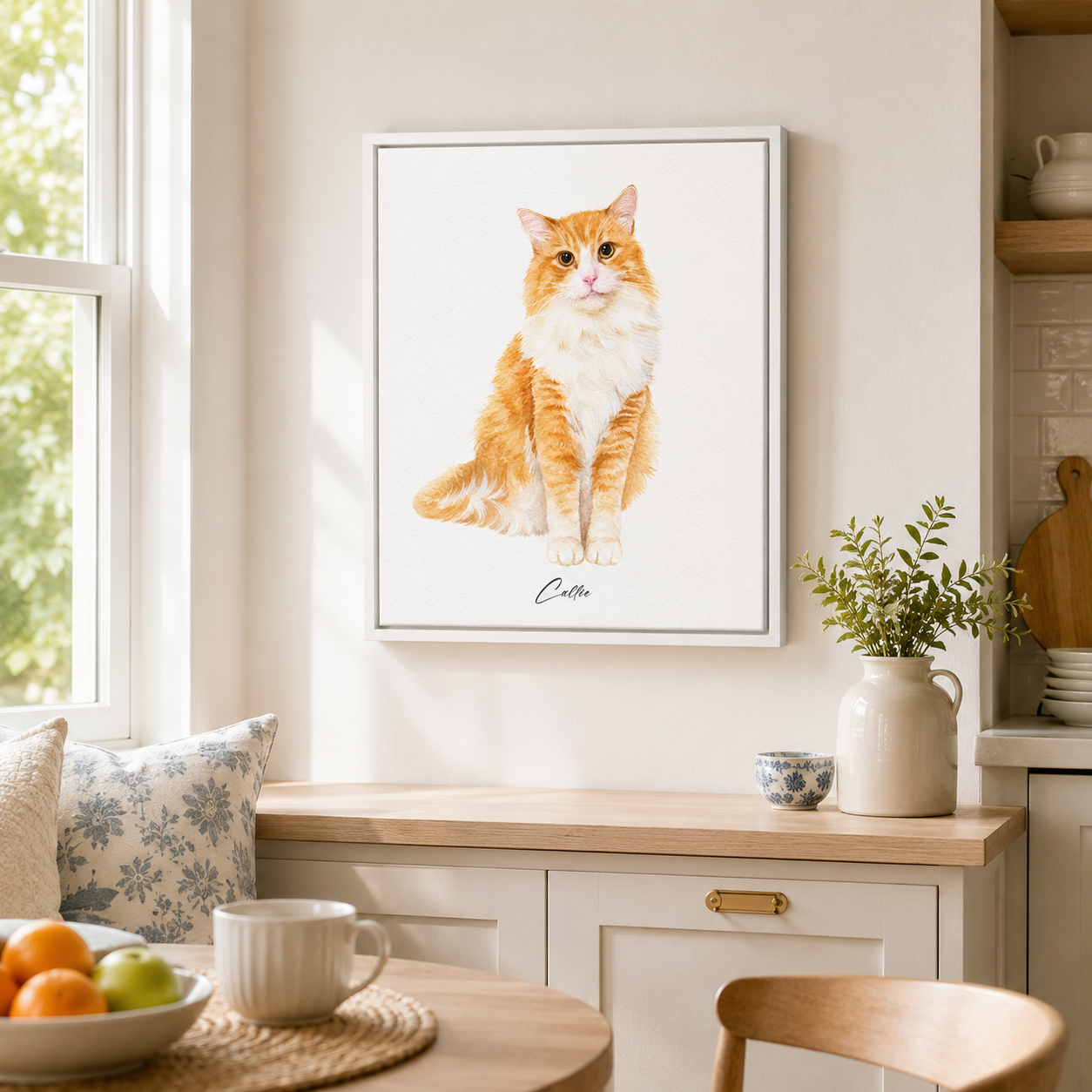 Custom Watercolor Cat Portrait Canvas Aura Canvas