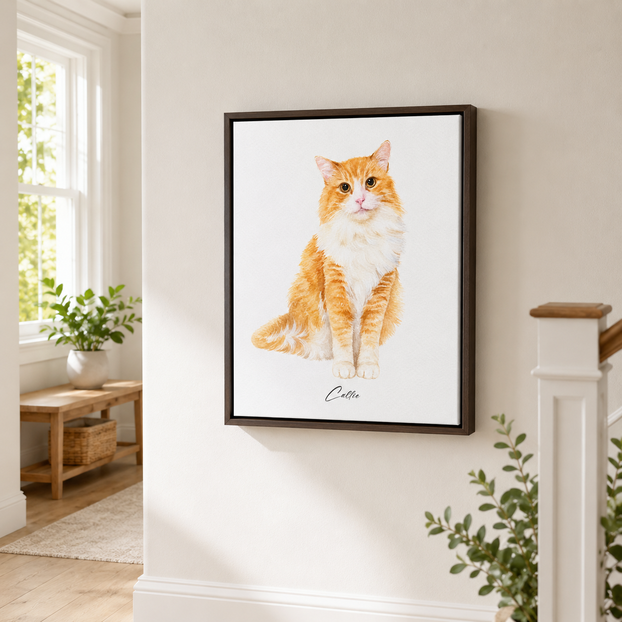 Custom Watercolor Cat Portrait Canvas Aura Canvas