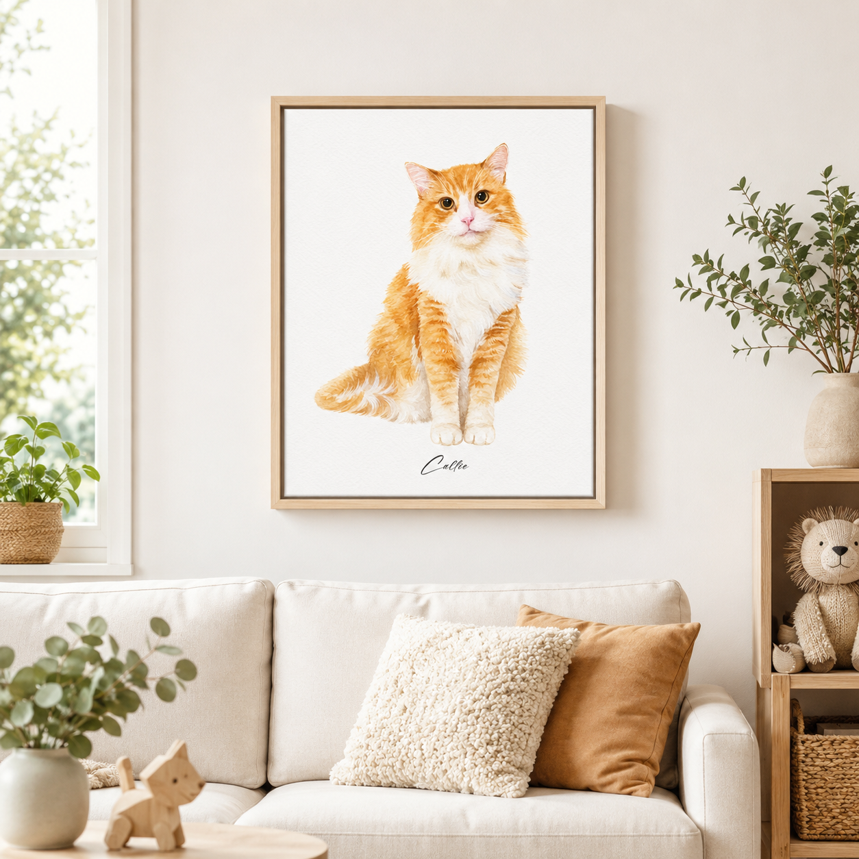 Custom Watercolor Cat Portrait Canvas Aura Canvas