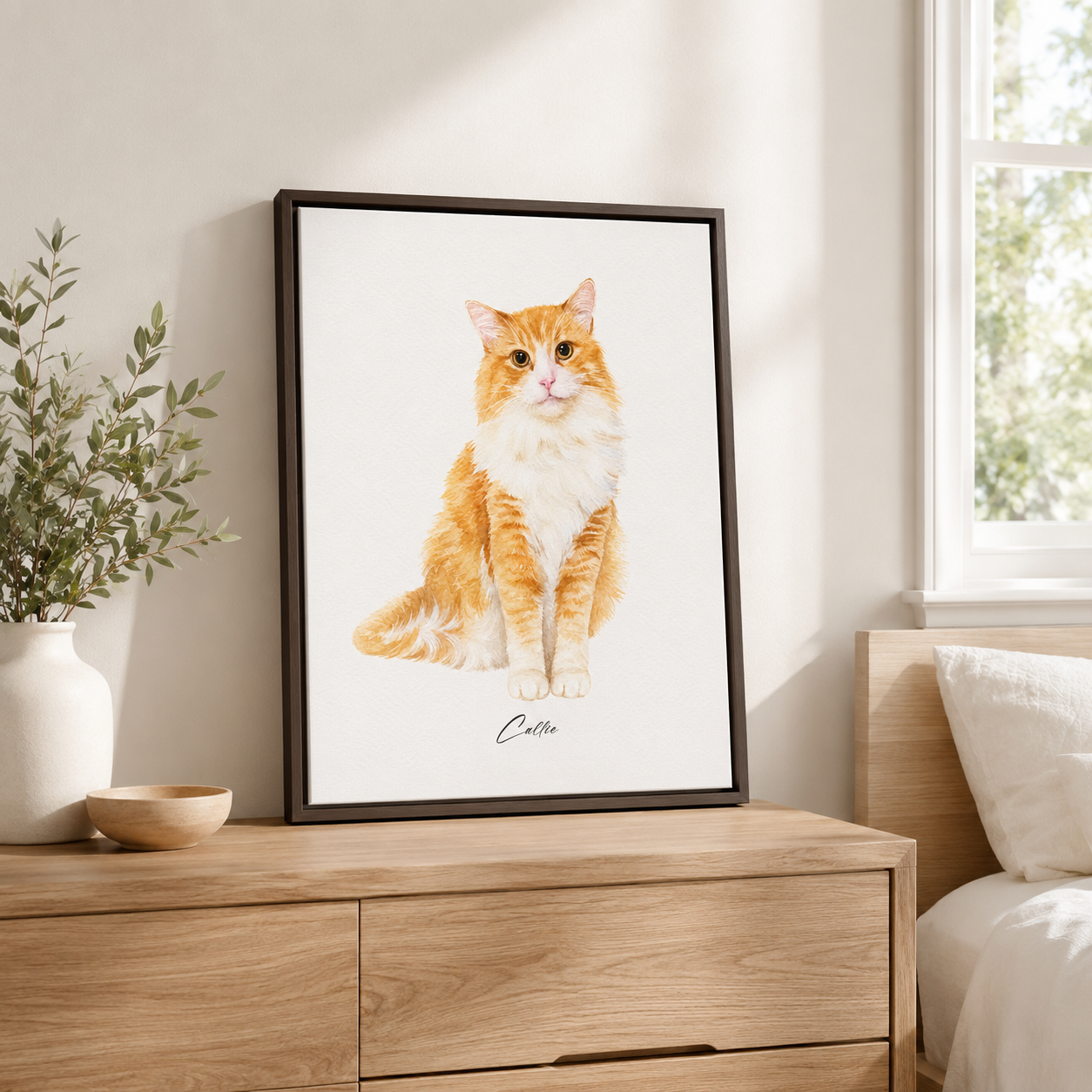 Custom Watercolor Cat Portrait Canvas Aura Canvas