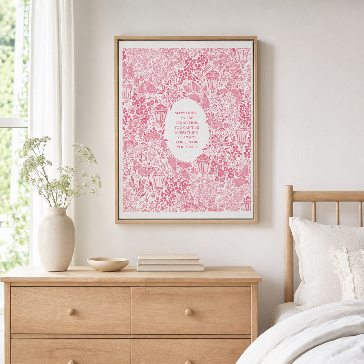 Pink Floral Motivational Quote Canvas Wall Art Aura Canvas