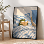 Cozy Reading Frog Canvas Wall Art Aura Canvas