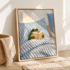 Cozy Reading Frog Canvas Wall Art Aura Canvas