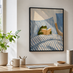 Cozy Reading Frog Canvas Wall Art Aura Canvas