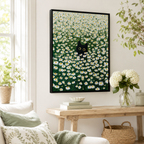 Black Cat Daisy Field Canvas Wall Art Aura Canvas