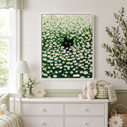 Black Cat Daisy Field Canvas Wall Art Aura Canvas