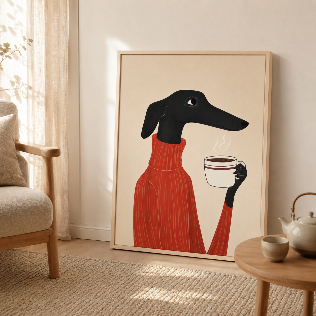 Dachshund Coffee Canvas Wall Art Aura Canvas