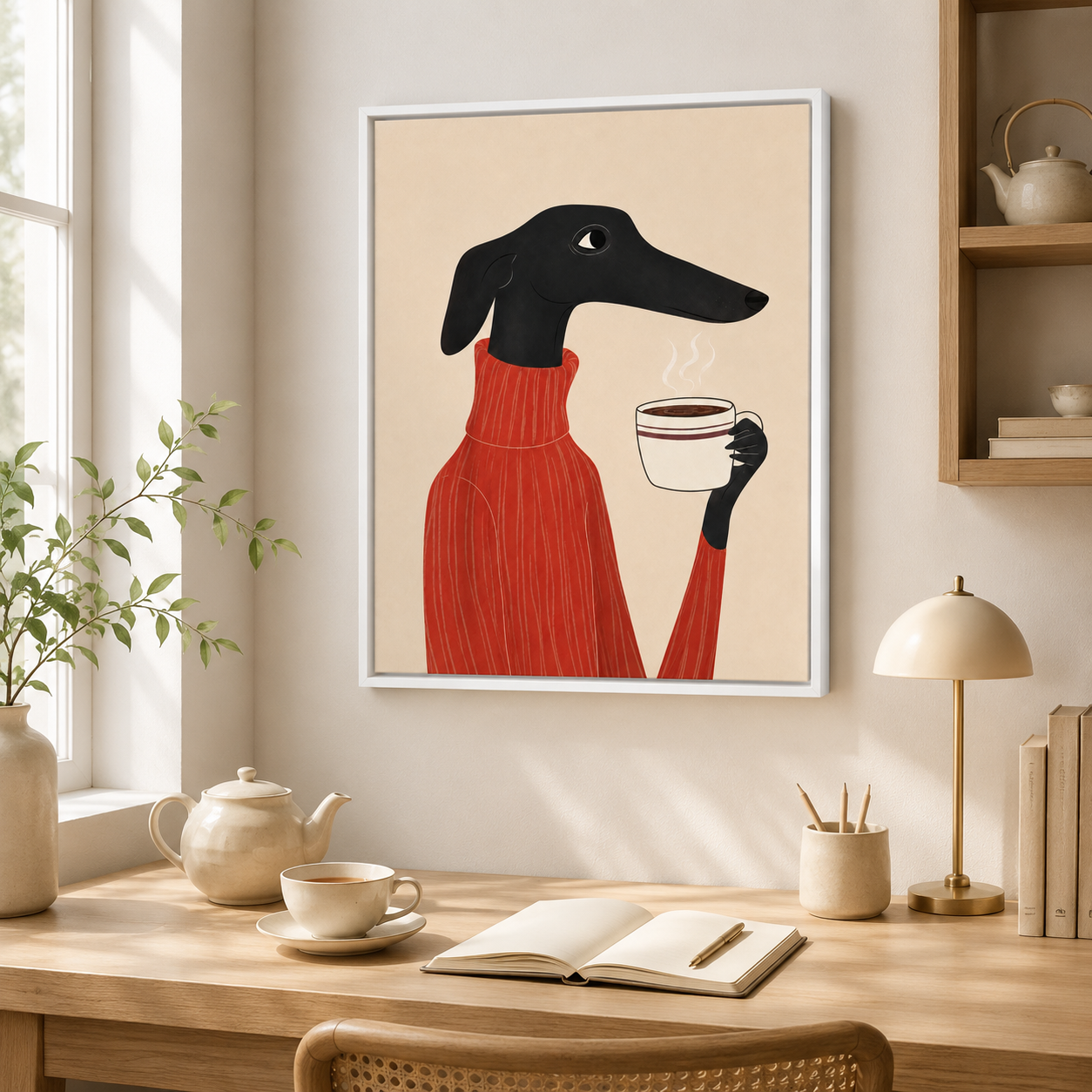 Dachshund Coffee Canvas Wall Art Aura Canvas