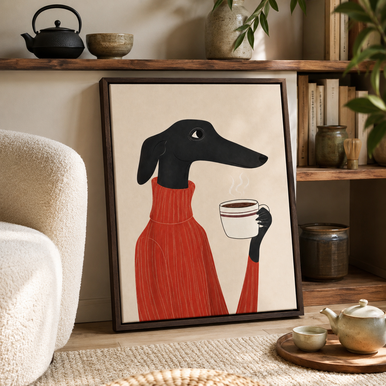 Dachshund Coffee Canvas Wall Art Aura Canvas