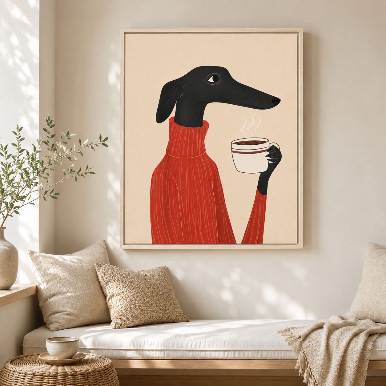 Dachshund Coffee Canvas Wall Art Aura Canvas