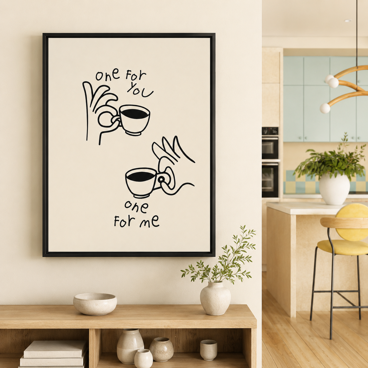 One For You One For Me Coffee Canvas Wall Art Aura Canvas