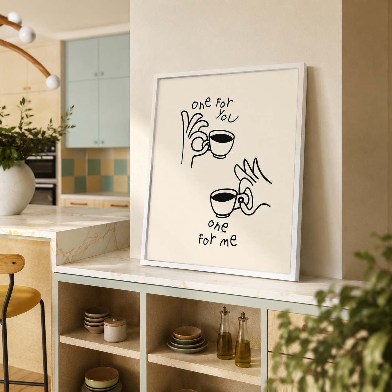 One For You One For Me Coffee Canvas Wall Art Aura Canvas