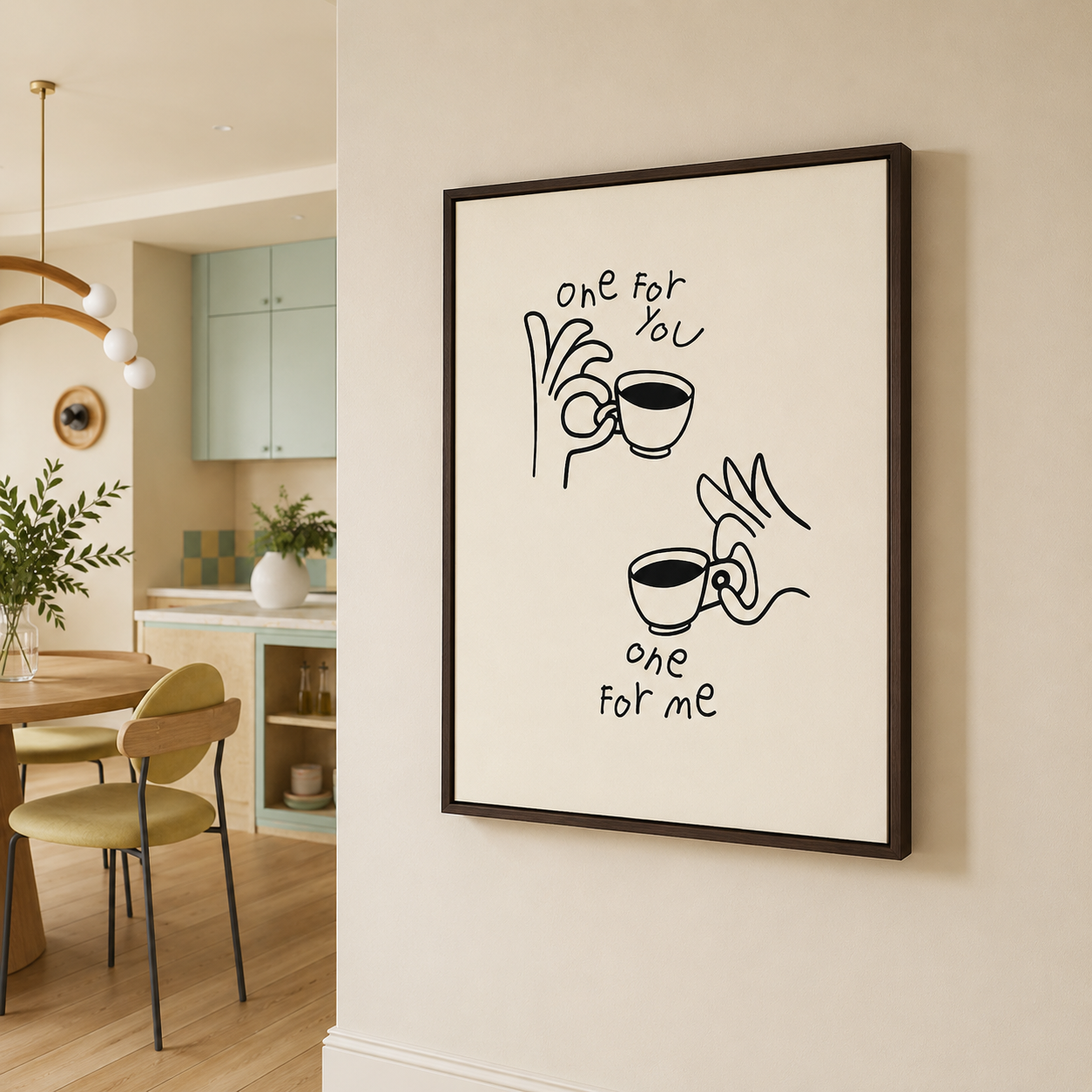 One For You One For Me Coffee Canvas Wall Art Aura Canvas