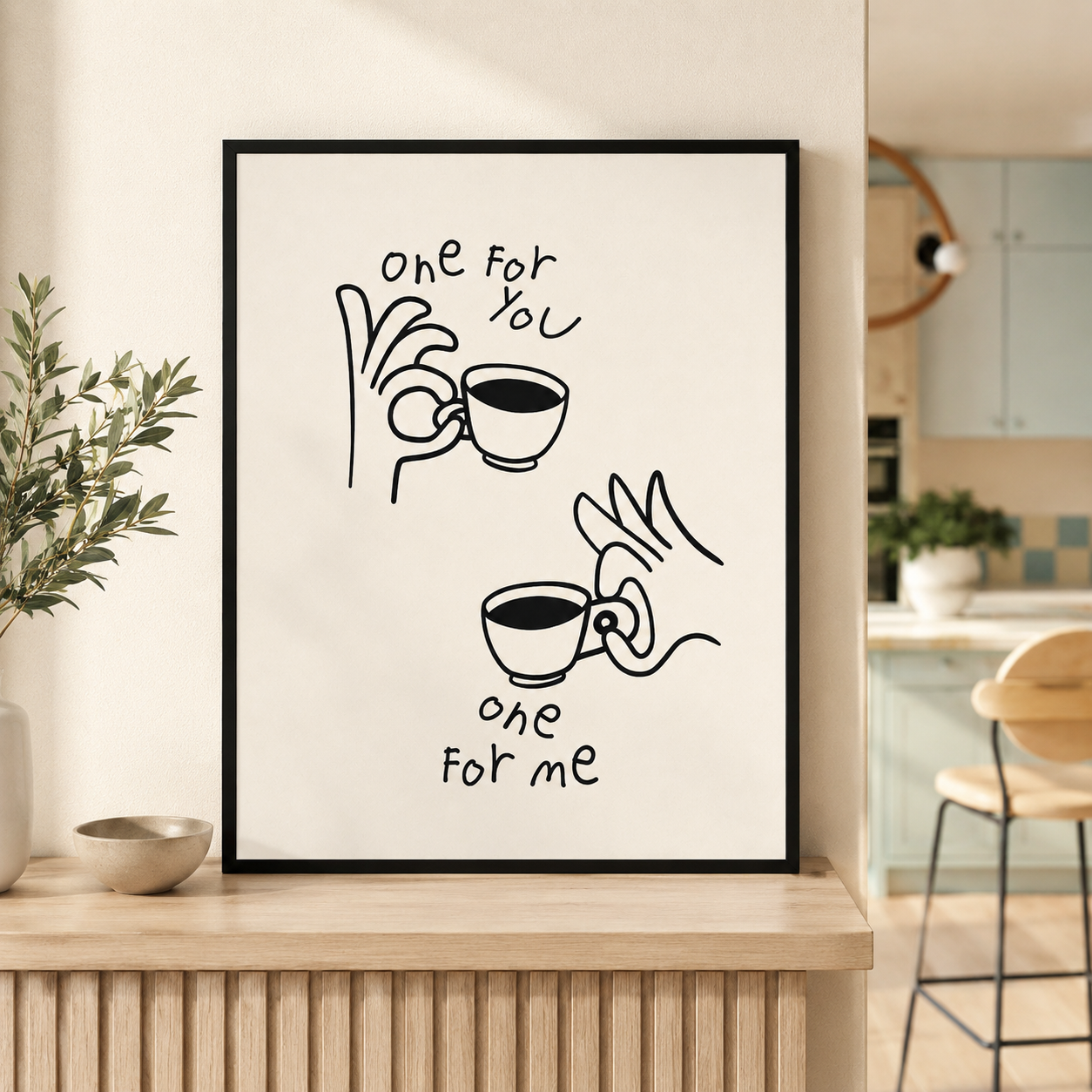 One For You One For Me Coffee Canvas Wall Art Aura Canvas