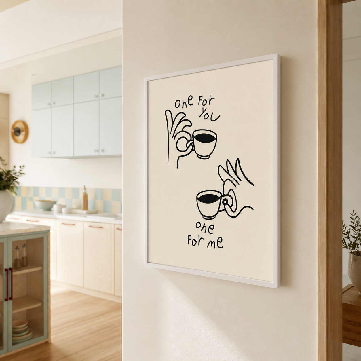 One For You One For Me Coffee Canvas Wall Art Aura Canvas