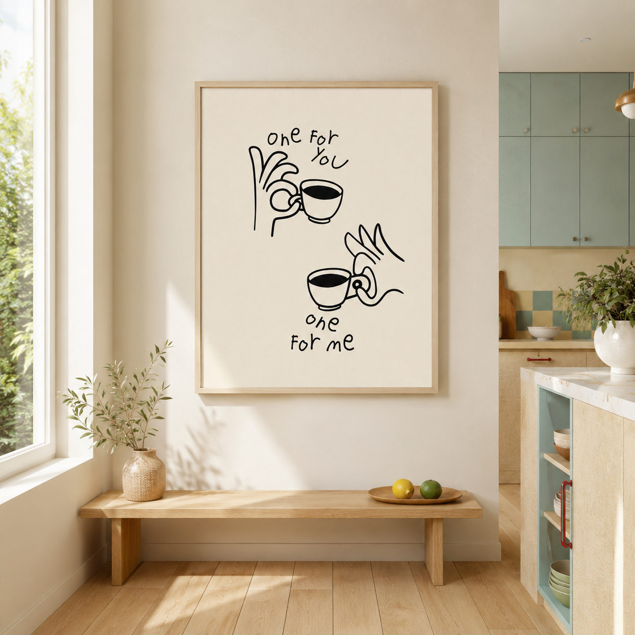 One For You One For Me Coffee Canvas Wall Art Aura Canvas