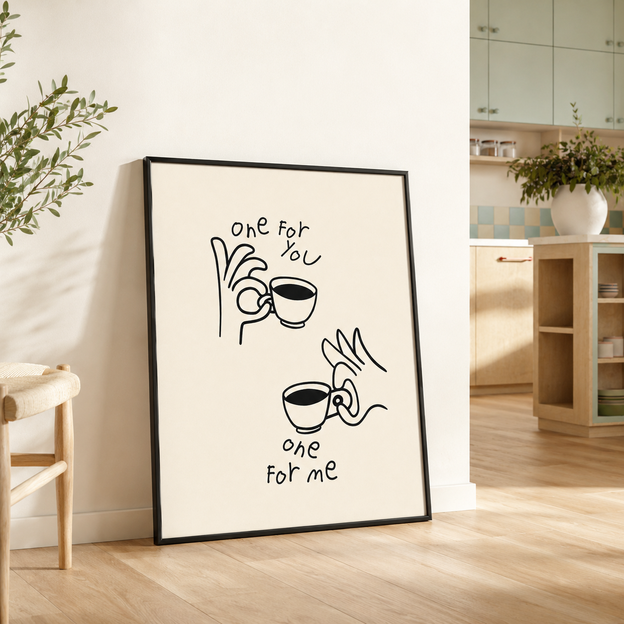 One For You One For Me Coffee Canvas Wall Art Aura Canvas