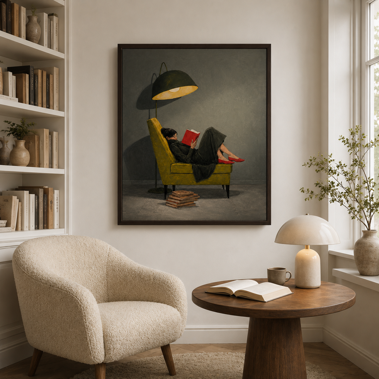 Cozy Reading Woman Canvas Wall Art Aura Canvas