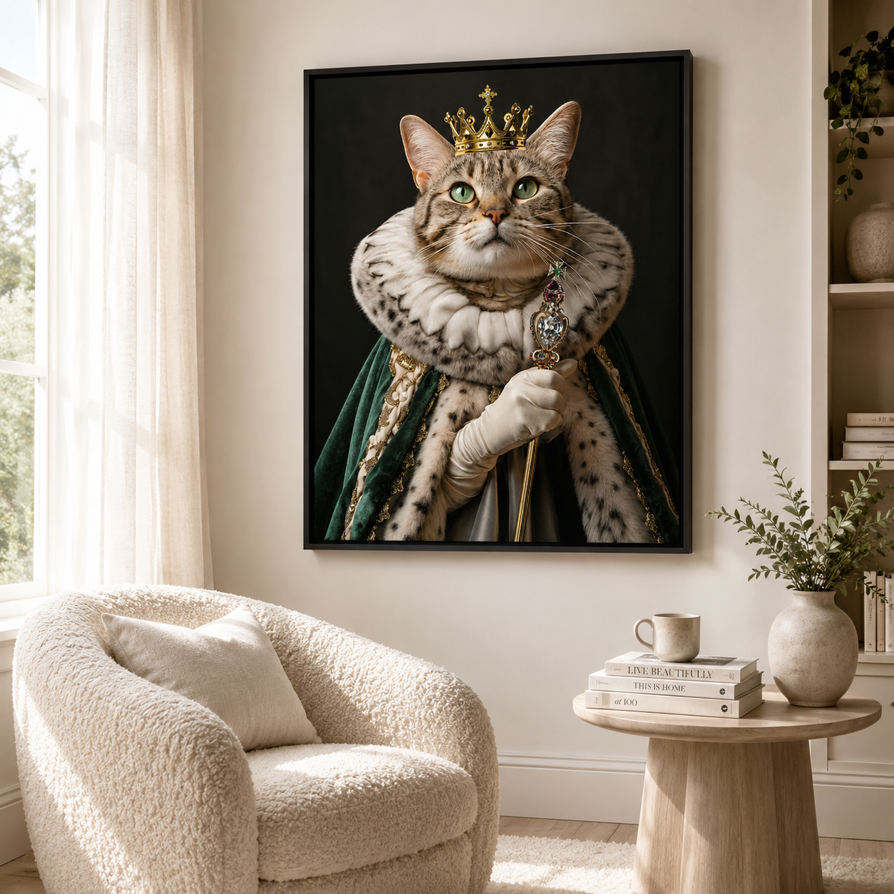 Custom Crowned Pet Portrait Canvas Aura Canvas