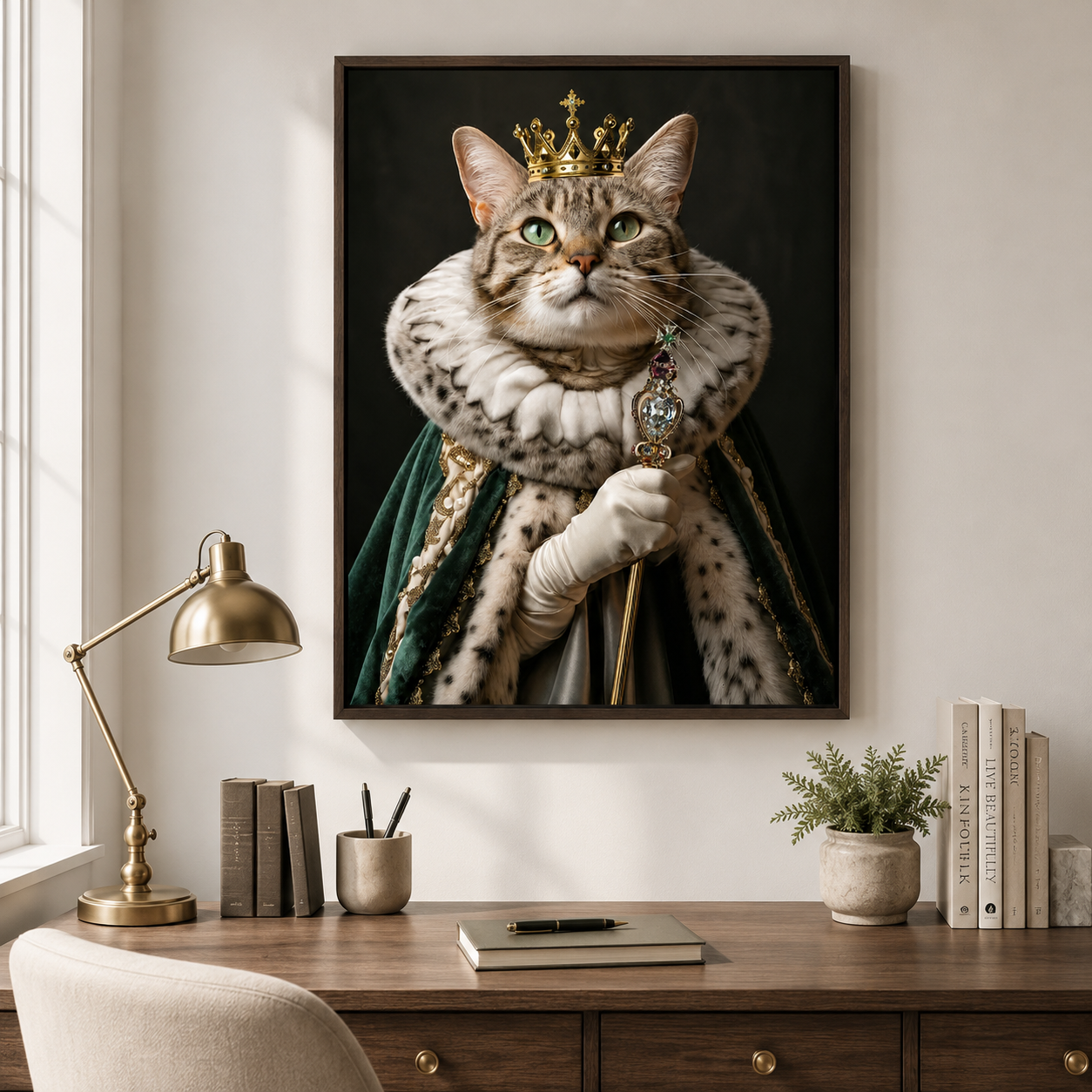 Custom Crowned Pet Portrait Canvas Aura Canvas