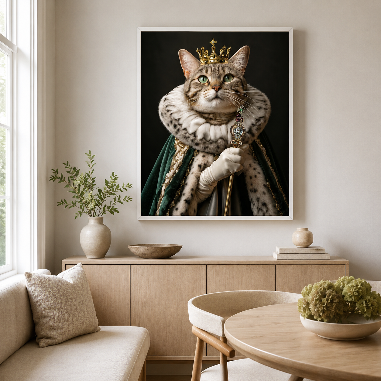 Custom Crowned Pet Portrait Canvas Aura Canvas