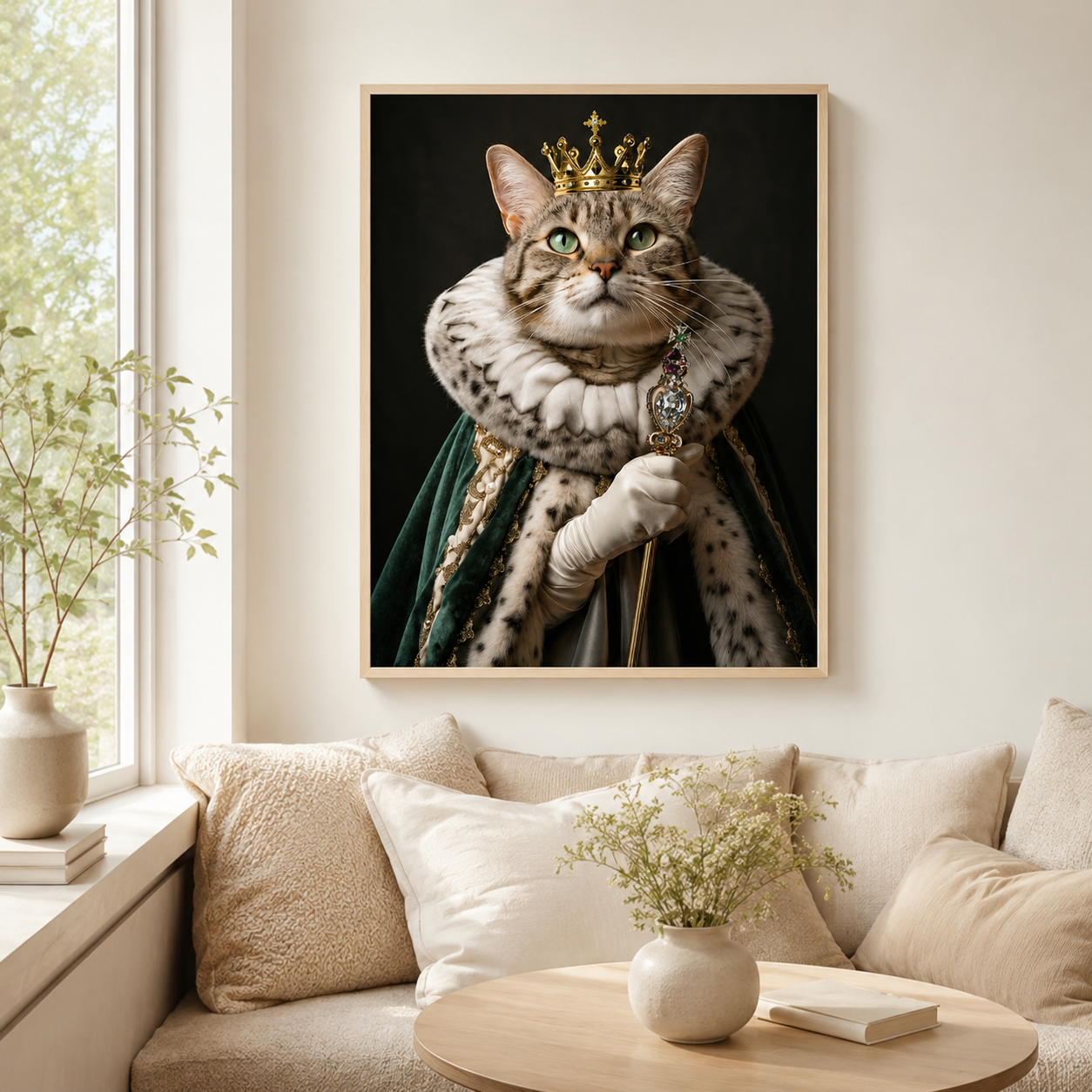 Custom Crowned Pet Portrait Canvas Aura Canvas