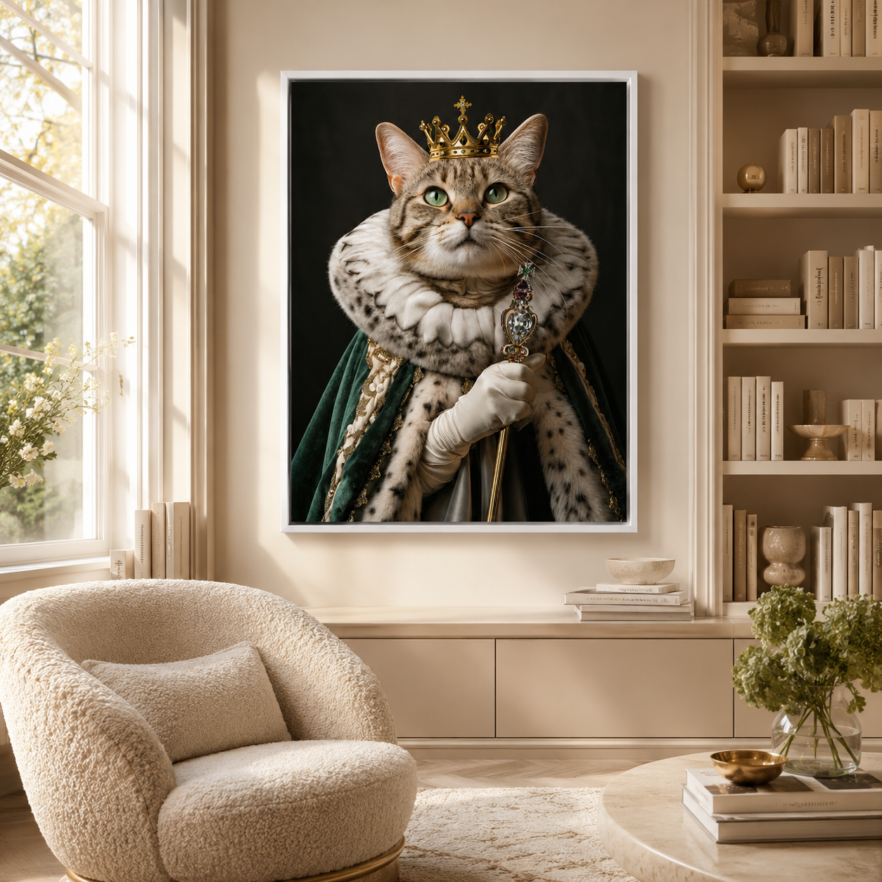 Custom Crowned Pet Portrait Canvas Aura Canvas