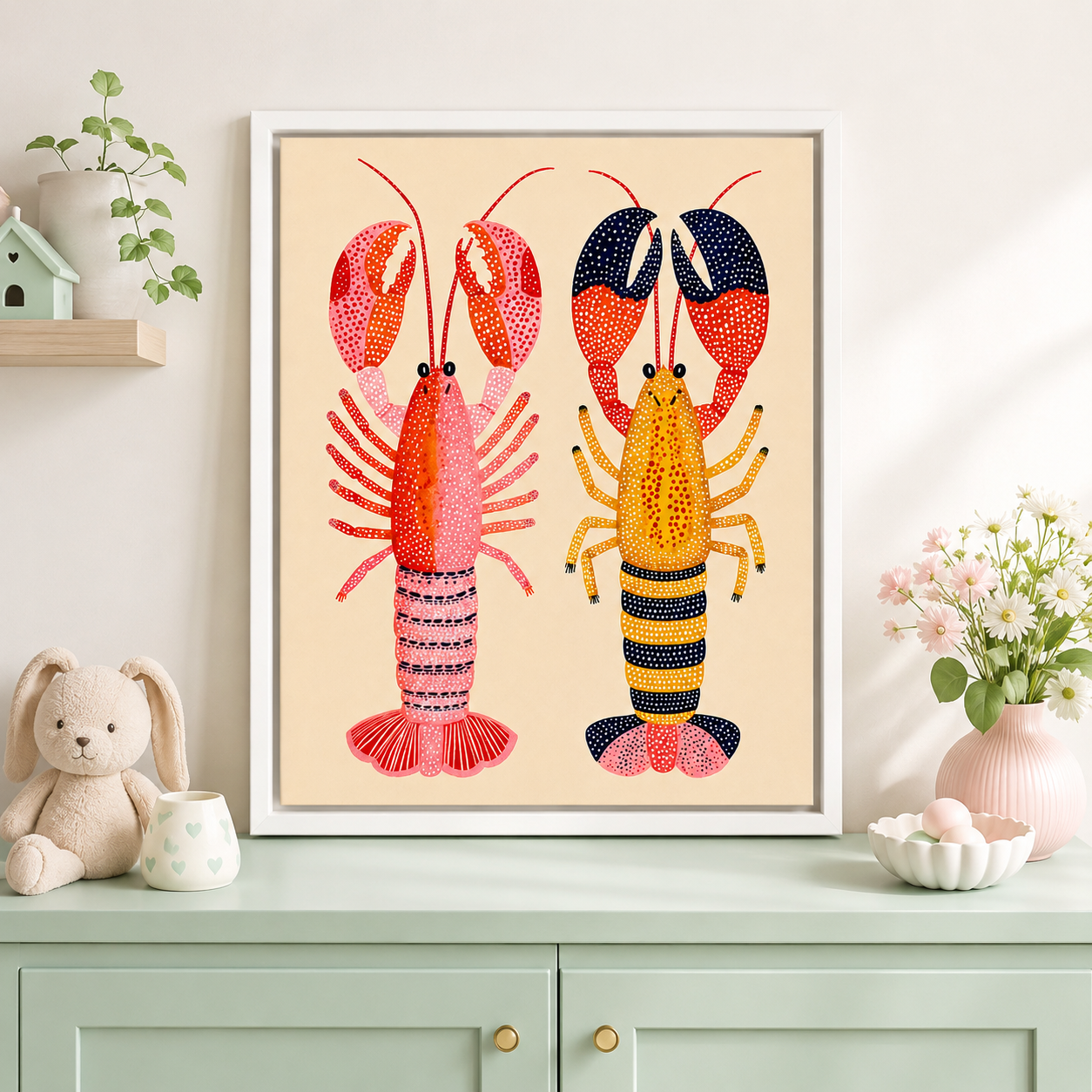 Colorful Lobster Canvas Wall Art Aura Canvas