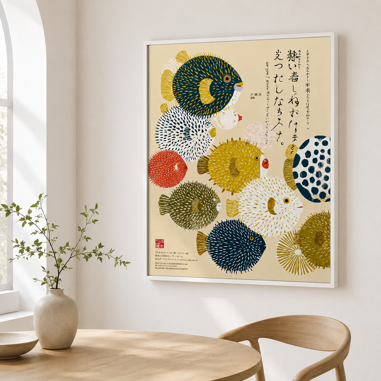 Japanese Puffer Fish Canvas Wall Art Aura Canvas
