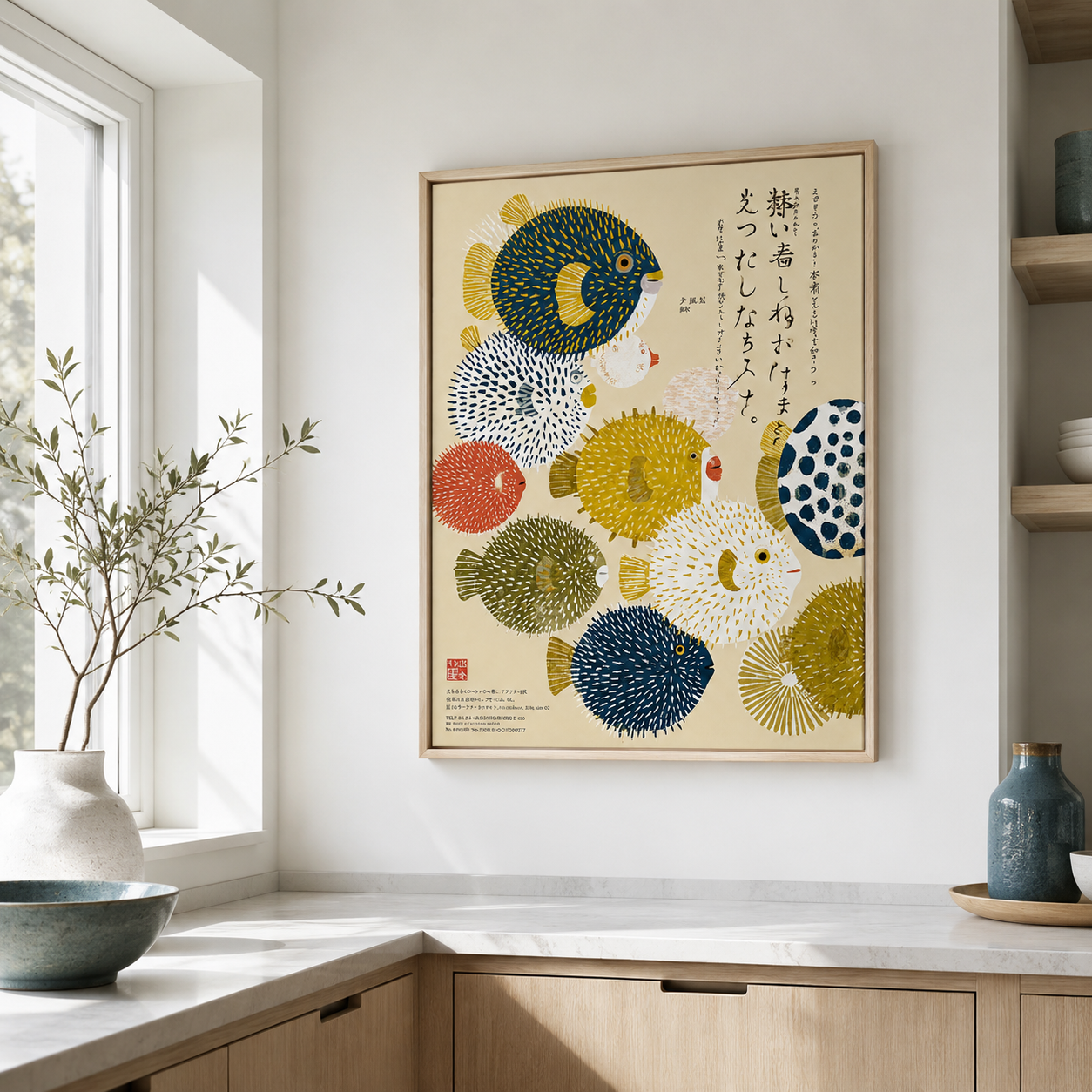Japanese Puffer Fish Canvas Wall Art Aura Canvas