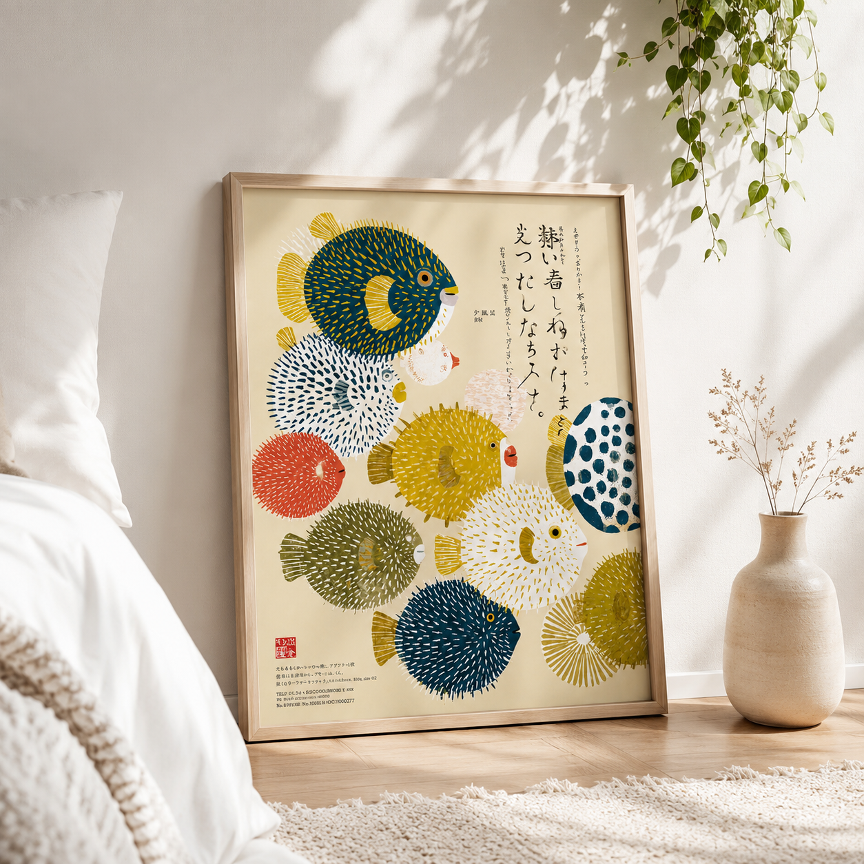 Japanese Puffer Fish Canvas Wall Art Aura Canvas