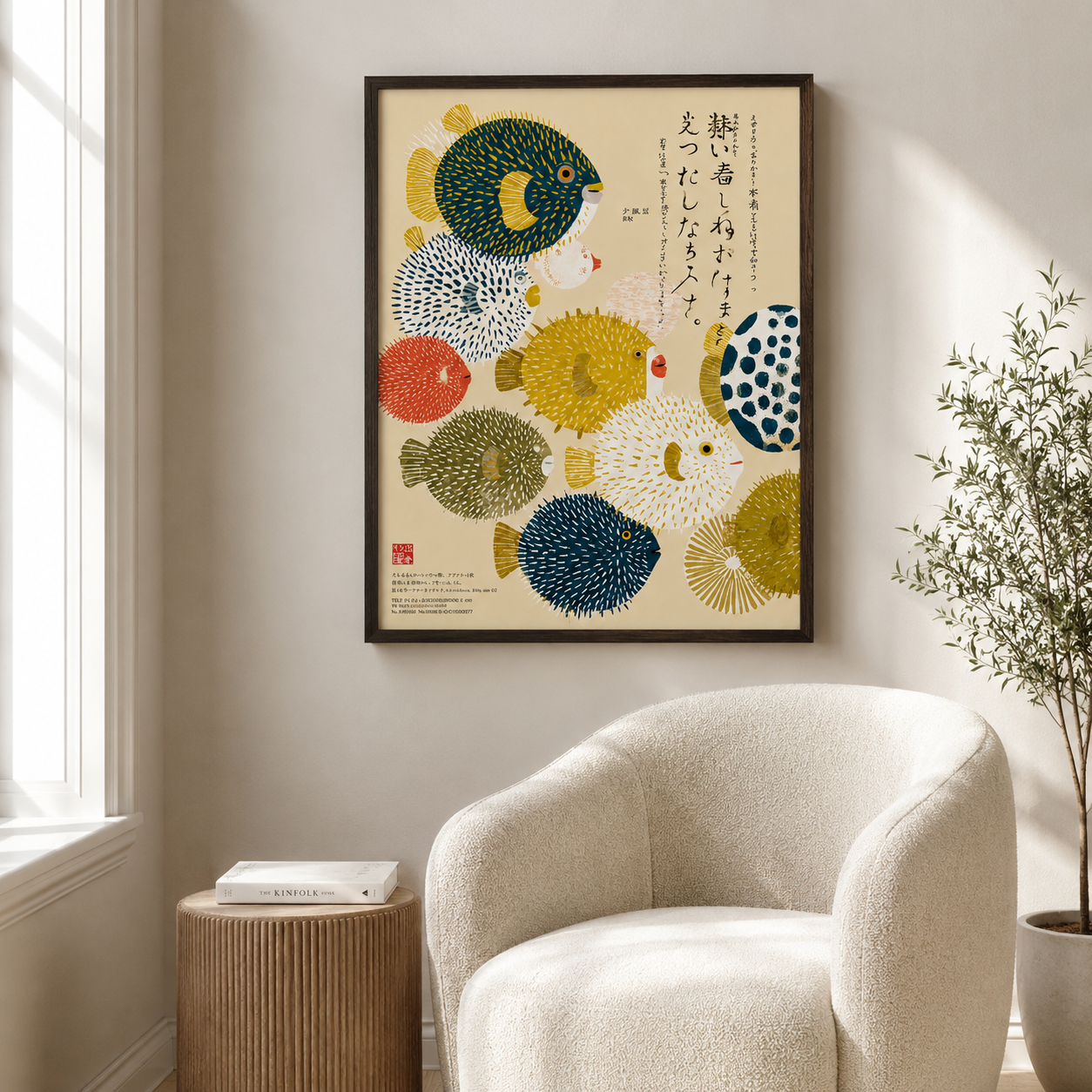 Japanese Puffer Fish Canvas Wall Art Aura Canvas